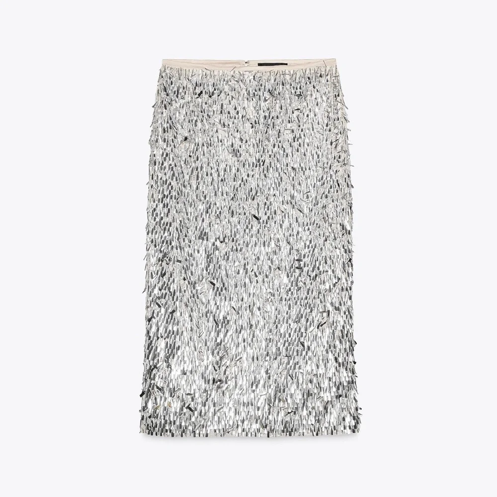 ZARA SEQUIN MIDI SKIRT - Picture 7 of 9